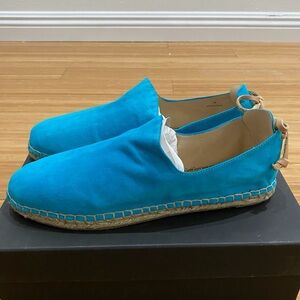 New House of Harlow Callan Espadrilles Teal Blue Suede Flats Size 9